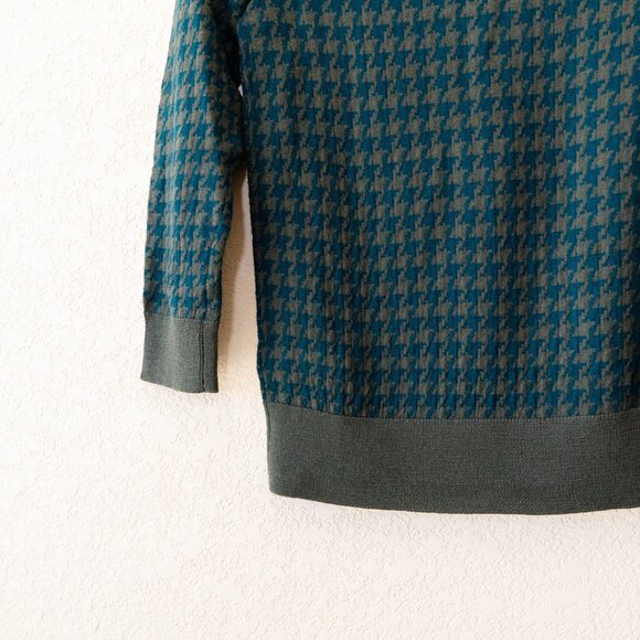 J.Crew NWT 100% Merino Wool Houndstooth Sweater Green Blue Crewneck XS $98 - Picture 10 of 12